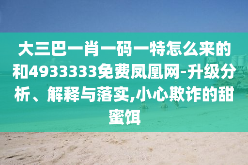大三巴一肖一碼一特怎么來的和4933333免費鳳凰網(wǎng)-升級分析、解釋與落實,小心欺詐的甜蜜餌