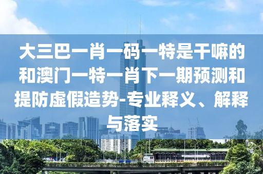 大三巴一肖一碼一特是干嘛的和澳門一特一肖下一期預(yù)測和提防虛假造勢-專業(yè)釋義、解釋與落實(shí)