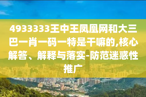 4933333王中王鳳凰網和大三巴一肖一碼一特是干嘛的,核心解答、解釋與落實-防范迷惑性推廣