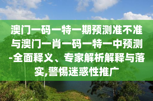 澳門一碼一特一期預測準不準與澳門一肖一碼一特一中預測-全面釋義、專家解析解釋與落實,警惕迷惑性推廣