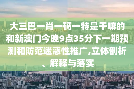 大三巴一肖一碼一特是干嘛的和新澳門今晚9點35分下一期預測和防范迷惑性推廣,立體剖析、解釋與落實