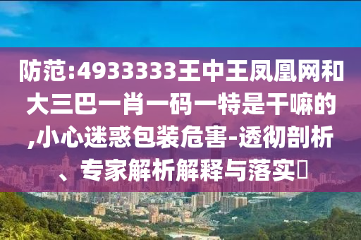 防范:4933333王中王鳳凰網和大三巴一肖一碼一特是干嘛的,小心迷惑包裝危害-透徹剖析、專家解析解釋與落實?