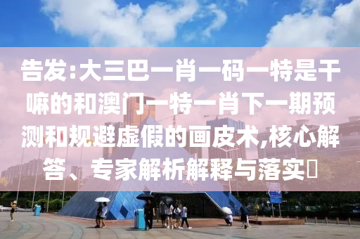 告發:大三巴一肖一碼一特是干嘛的和澳門一特一肖下一期預測和規避虛假的畫皮術,核心解答、專家解析解釋與落實?