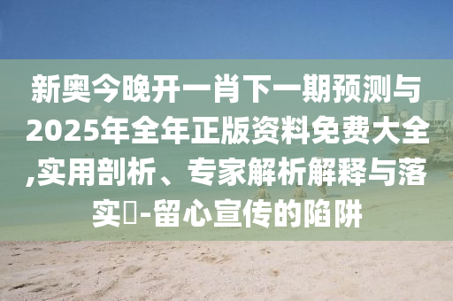 新奧今晚開一肖下一期預(yù)測(cè)與2025年全年正版資料免費(fèi)大全,實(shí)用剖析、專家解析解釋與落實(shí)?-留心宣傳的陷阱