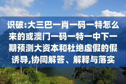 識破:大三巴一肖一碼一特怎么來的或澳門一碼一特一中下一期預測大資本和杜絕虛假的假誘導,協同解答、解釋與落實