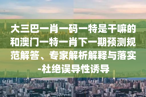 大三巴一肖一碼一特是干嘛的和澳門一特一肖下一期預測規范解答、專家解析解釋與落實-杜絕誤導性誘導