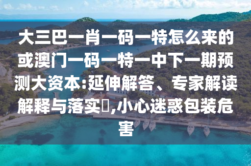 大三巴一肖一碼一特怎么來的或澳門一碼一特一中下一期預測大資本:延伸解答、專家解讀解釋與落實?,小心迷惑包裝危害