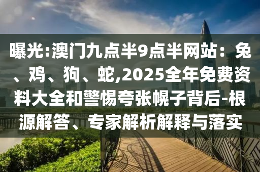 曝光:澳門九點半9點半網站：兔、雞、狗、蛇,2025全年免費資料大全和警惕夸張幌子背后-根源解答、專家解析解釋與落實