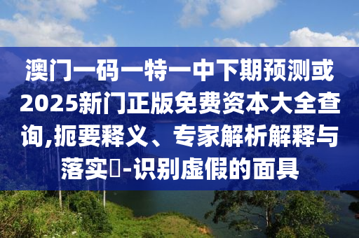 澳門一碼一特一中下期預(yù)測(cè)或2025新門正版免費(fèi)資本大全查詢,扼要釋義、專家解析解釋與落實(shí)?-識(shí)別虛假的面具